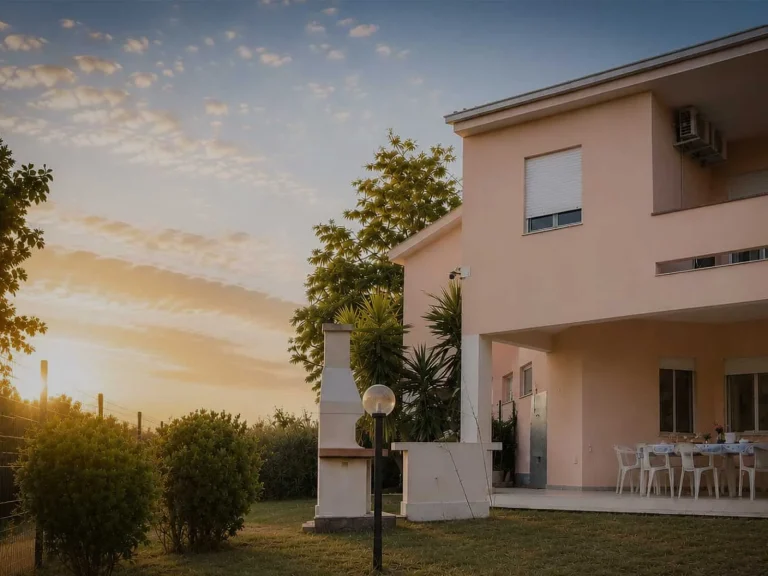 Facciata della Dimora di Arianna con giardino privato