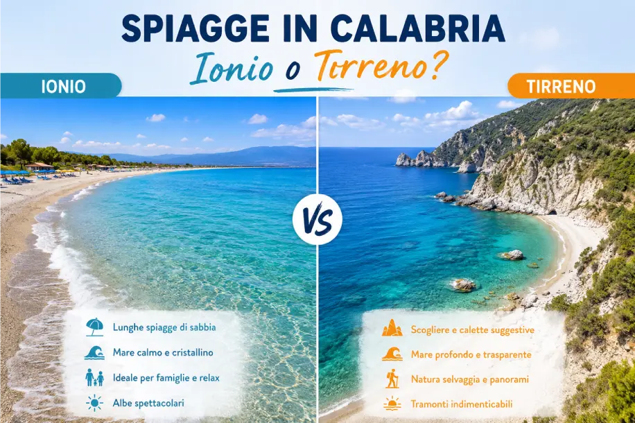 Confronto illustrato tra la costa ionica e la costa tirrenica della Calabria